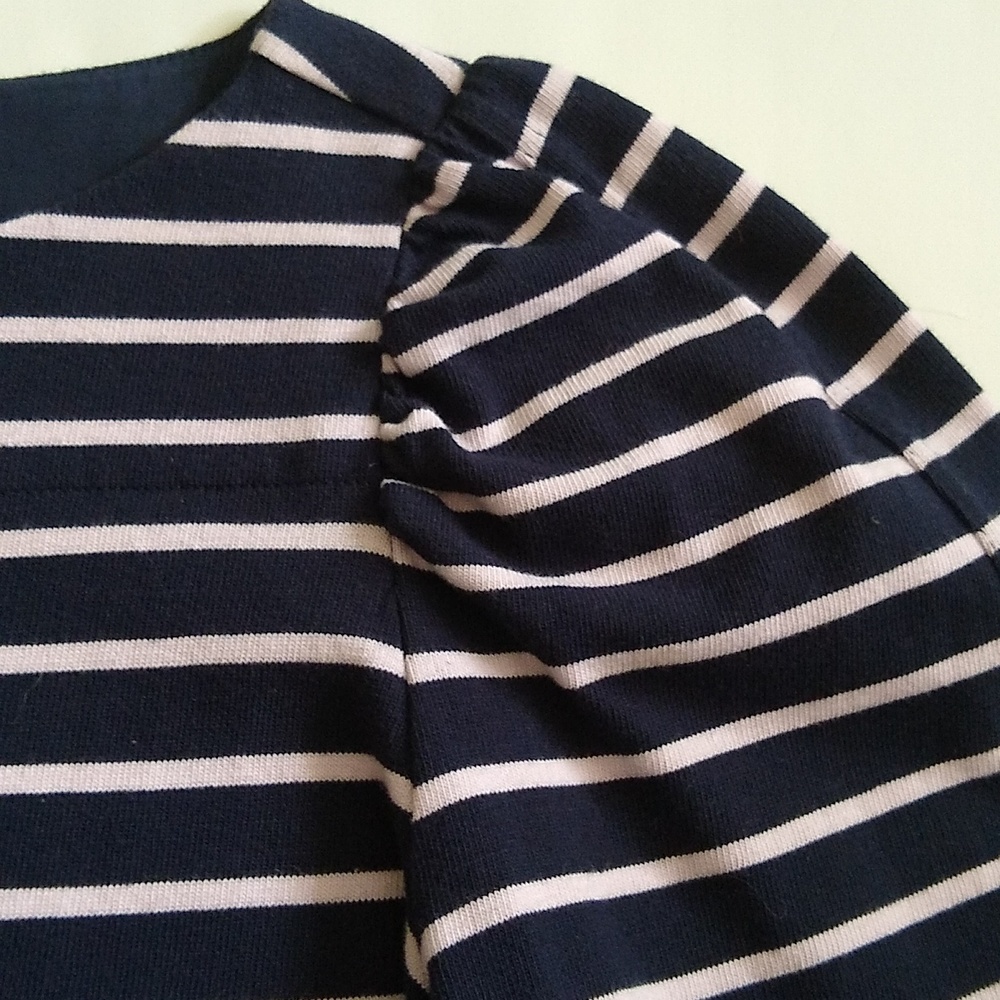 Rebecca Taylor La Vie navy blue stripe long sleeve cotton shift dress XS - Picture 3 of 8